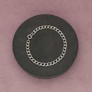 sterling silver vintage 5mm curb chain charm bracelet size 6.75in